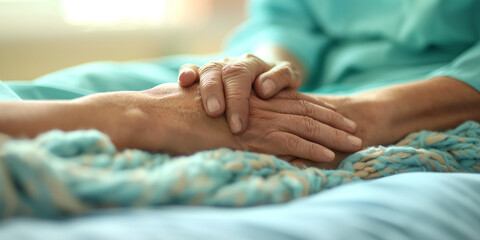 Gentle Hands Providing Comfort and Compassionate Care ,Close-Up of Caring Hands Offering Emotional Support