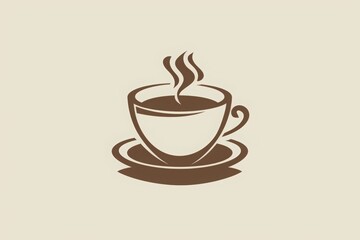 Stylized coffee cup logo illustration with steam on neutral background