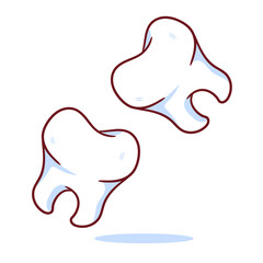 Cute Floating Tooth Cartoon Vector Character. Education Human Organ Dental Care Concept Design. Kawaii Object Illustration. Isolated White Background