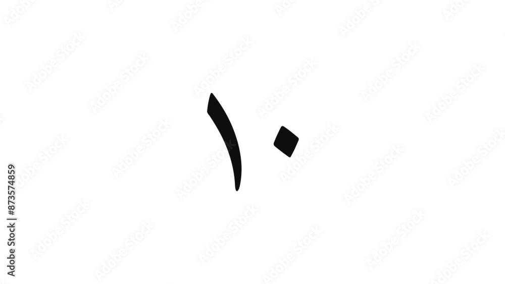 Poster simple 15 seconds black eastern arabic numerals countdown timer on white bg. count down numbers boun