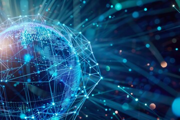 Obraz premium Global network connecting world global business and communication technology