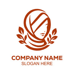 a white logo with a woman in a red hat