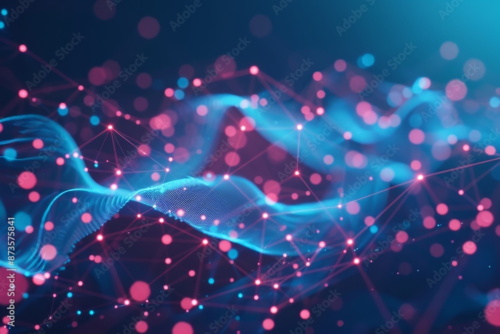 Aufkleber dynamic plexus background, connected lines and dots, big data visualization, digital illustration