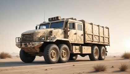 military truck with camouflage isolated white background
