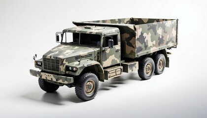 military truck with camouflage isolated white background
