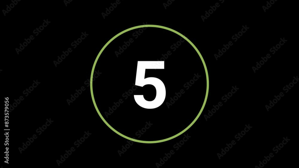 Poster stylish 10 seconds cyber lime countdown timer on black background. circle outline beautifully animat