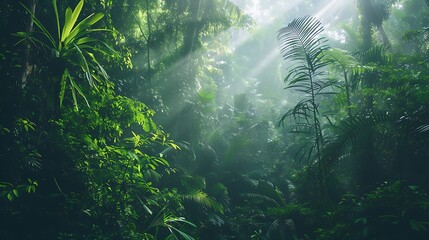 Fototapeta premium Sunlight Through Dense Jungle Foliage