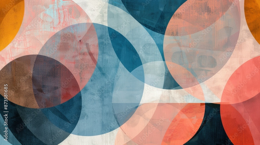 Poster aesthetic artwork featuring circles in soft and bright hues, creating a vibrant and dynamic composit