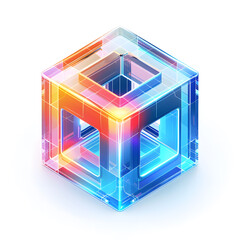 A colorful Rubiks cube, a toy mechanical puzzle composed of nine rectangles with different tints and shades, including electric blue, designed as an educational art piece in the shape of a triangle