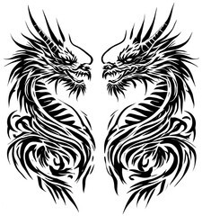 Obraz premium TRIBAL TATOO トライバル タトゥ 刺青 和柄 龍 Dragon