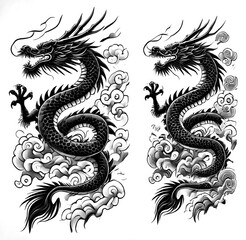 Fototapeta premium TRIBAL TATOO トライバル タトゥ 刺青 和柄 龍 Dragon