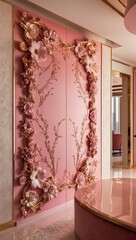 A lavish pink wall decoration, rendered in stunning 4K resolution
