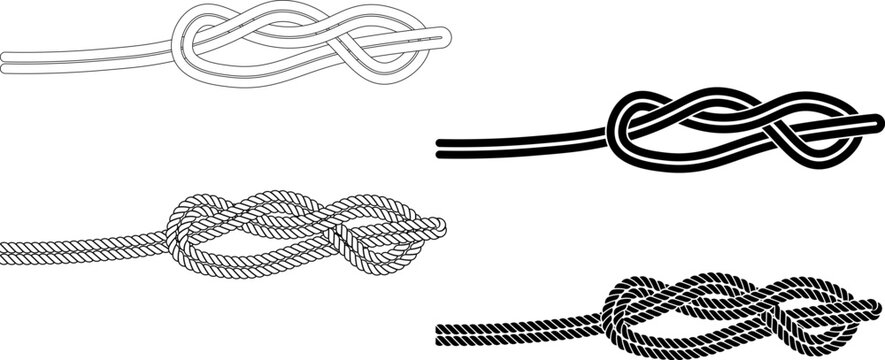 Figure of nine loop rope Knot icon set