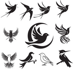Bird vector silhouette image bundle 