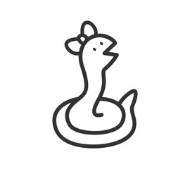 リボンを付けた蛇のイラスト
