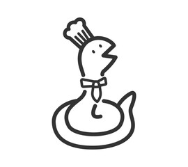 コック帽をかぶった蛇のイラスト