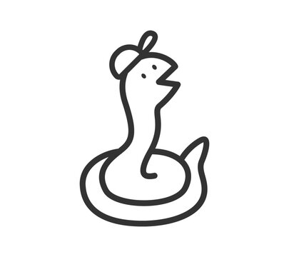 recommend clip art: 帽子をかぶった蛇のイラスト
                    