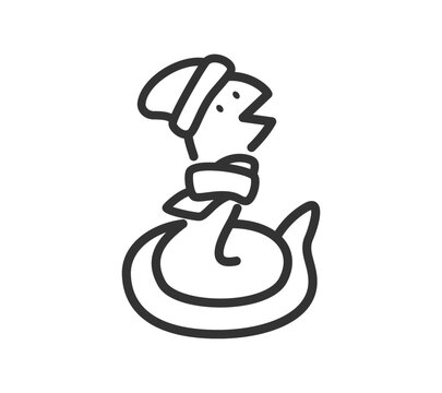 recommend clip art: ニット帽とマフラーを付けた蛇のイラスト
                    