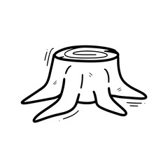 Hand Drawn Tree Stump Illustration. Doodle Vector. Isolated on White Background - EPS 10 Vector