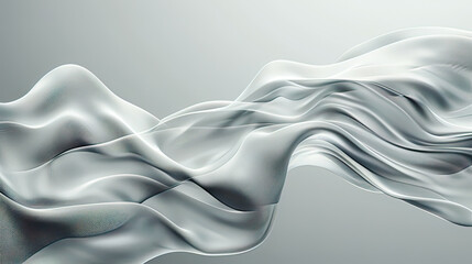 Photorealistic  illustration of an abstract grey background with flowing dynamic waves soft gradients focus on technology network contemporary and elegant 