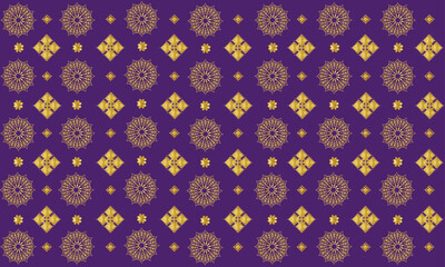 Thai pattern, ethnic, floral pattern, luxurious gold, abstract purple background