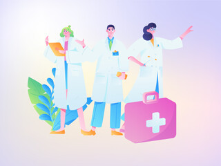 Medical characters fighting the epidemic flat vector concept operation hand drawn illustration
