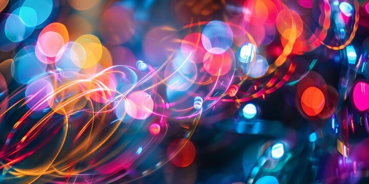 Vibrant light trails and bokeh background perfect for abstract themes, vibrant light concept - Powered by Adobe