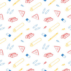 Artist tools seamless pattern in doodle style