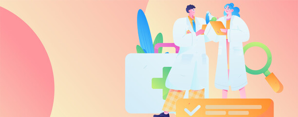 Medical characters fighting the epidemic flat vector concept operation hand drawn illustration
