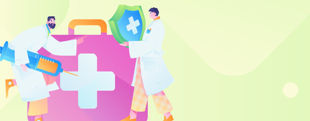 Medical characters fighting the epidemic flat vector concept operation hand drawn illustration
