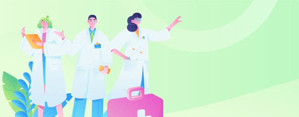 Medical characters fighting the epidemic flat vector concept operation hand drawn illustration
