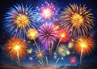 Dazzling Fireworks in Night Sky for Festivals