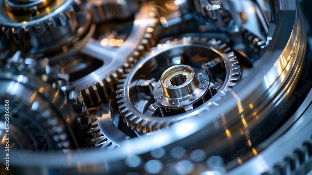 Poster a macro view of the inner workings of an electric can or showcasing the intricate gears and mechanis
