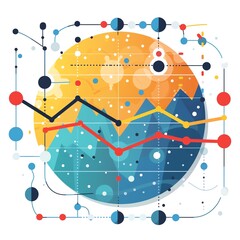 Medical chart icon, detailed graph, bright colors, vector style
