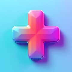 Obraz premium Medical cross icon with gradient colors, 3D effect, detailed shadows, vector style