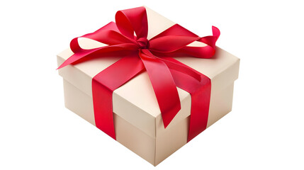 Fototapeta premium Gift box with red ribbon bow, isolated on transparent background