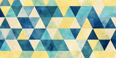 Abstract Geometric Pattern with Blue and Yellow Triangles
