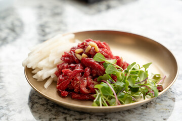 fresh raw beef dish