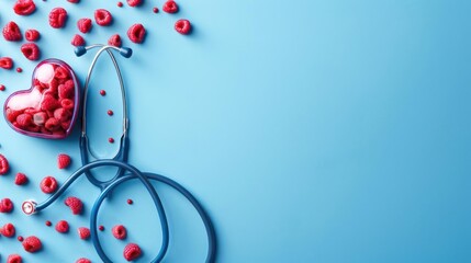 Stethoscope Serenade Over Raspberry Heart Harmony