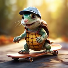 the AI Image Generator, mouse riding a skateboard