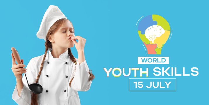 Banner for World Youth Skills Day with little chef