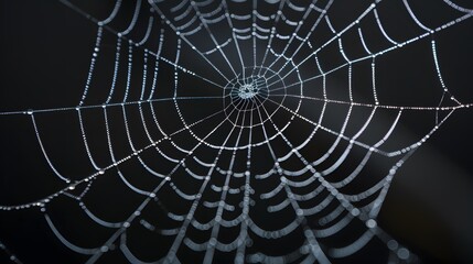 Naklejka premium Real creepy spider webs on black banner