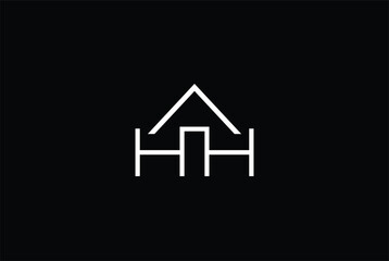letter HH home roof triangle arrow upward abstract logo, letter HH real estate auction, Realty and real estate agency Vector