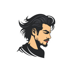 Handsome male with hair flat vector design