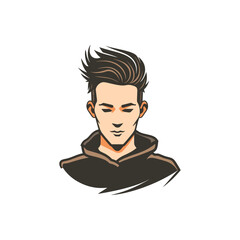 Handsome male with hair flat vector design