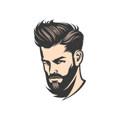 Handsome male with hair flat vector design