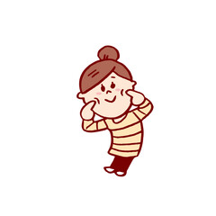 お団子頭のかわいい女子の色々なポーズや仕草