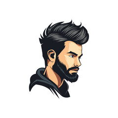 Handsome male with hair flat vector design