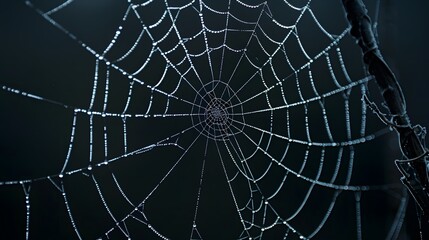 Obraz premium Real creepy spider webs on black banner