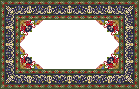 Frames and corners of ethnic abstract rugs Free space for design work